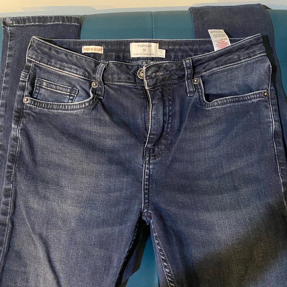 Topman Spray On Skinny Jeans Dark Blue size 30 S